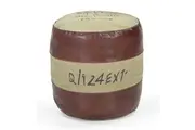 Savon France Vintage Rustic Canvas Leather Round Foot Stool Ottoman