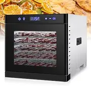 Food Dehydrator, Stainless Steel Fruit Dryer with Removable Trays, 6/8 Tier Fruit Dryer Meat Drying Machine, 1-24 Hours Timer, 35℃-75℃ Intelligent Temperature Control, for Dried Fruit, Vegetables