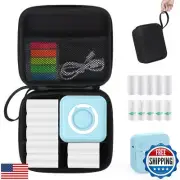 HUIJUTCHEN Blue Mini Pocket Printer with Black Case, Thermal Printers with 10
