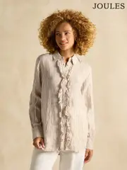 Joules Selene Light Brown Stripe 100% Linen Shirt (E82443) | $159