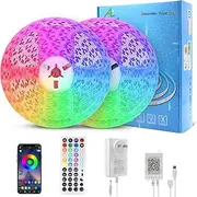 2x10M Ultra Bright Bluetooth Led Strips Lights ALED LIGHT 20M Flexible 5050 RGB Color Changing Rope Lights Kit 24V 1200LEDs Music Sync with Remote&App Non-Waterproof 60 LEDs/M for DIY Home Decor