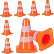 Yardwe 7pcs Simulation Traffic Sign Toys Miniature Road Cones in Orange for Boys and Girls' Play Traffic Knowledge Learning