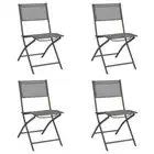 vidaXL Folding Outdoor Chairs 4 pcs Grey Steel and Textilene HEE
