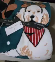 Vera Bradley Holiday Dogs Green Blanket