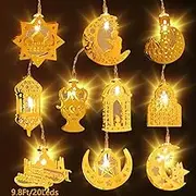 Runmeihe 9.8Ft Hanging Ramadan Lights, 20 Led Ramadan Fairy Lights Ramadan Decorations Lights Eid Mubarak Decorations, Warm Toned Ramadan Decorations for Home, Tree, Window, Staircase, Outdoor