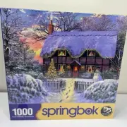 New Springbok 1000 Piece Jigsaw Puzzle Yuletide Cottage House Christmas Sealed