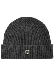 Givenchy Ribbed Logo Wool-blend Beanie - Grey ONE SIZE