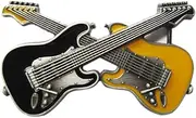 [JEAN'S FRIEND] Antique Silver Black Yellow Double Color Enamel Guitar Music Belt Buckle