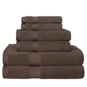 LINENOVA 6 Pack 100% Cotton Soft Face Washer Towel Bath Towels Set - Chocolate