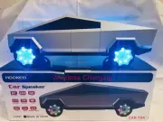 Tesla Silver Cybertruck Shape Bluetooth Portable Speaker W/LED Light USB/AUX/FM