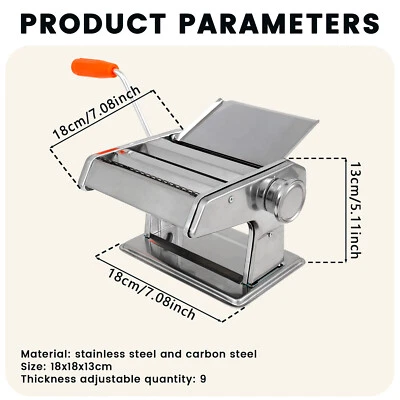 Pasta Maker Machine Stainless Steel Noodle Maker Machine with 9 Adjustable texuM