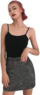 [ERTYUIO] Short Skirt Pleated Women's Skirts Fashion Sequins High Waist Slimming Hip Skirt