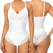 [FXTYK] Women's Lace Shapewear Tummy Control Sleeveless Top Bodysuit V-Neck Backless Underwear