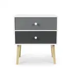 Hello Furniture Iverson Bedside Table With 2 Drawers (Grey/White)