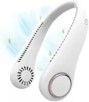 White Leafless Hanging Neck Fan USB Charging Lazy Neck Hanging Fan with 3 Speeds
