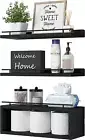 WOPITUES Floating Shelves with Extra Cube Shelf, Shelves for Wall Decor with Gol