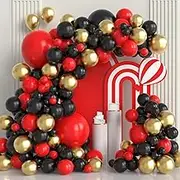 Red and Black balloons Garland Arch Kit, 102pcs Red Black and Gold Latex Balloons for Casino Theme Party Decorations Birthday New Year Hollywood Theme Party Decoration…
