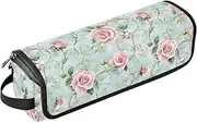 Roses Golden Leaves Pastel Retro 2 in 1 Hair Tools Organizer and Heat Resistant Mat Double-Layer Travel Carrying Case for Curling Iron Straightener Flat Hair Dryer, Portable Organizer para