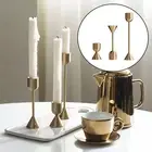 3 Pieces Gold Candle Holder Embellishment Candlestick Stand for Holiday Tabletop