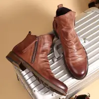 在飛比找ETMall東森購物網優惠-Leather Boots Men Autumn Winte