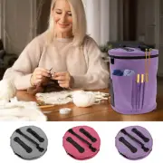 Knitting Bag Yarn Storage Crochet Bag Organizer with Lid Portable Yarn lewTW