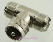 UHF Male to Female Coax Connector Adapter TEE - by W5SWL