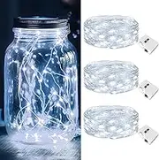 kolpop 3 Pack LED Fairy Lights Battery Operated, Mini Twinkle String Lights Battery Powered Waterproof for Christmas Mason Jars Party,Cool White