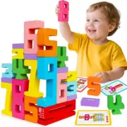 Montessori Wooden Number Building Blocks Toys for Toddlers Kids Stacking Numb...