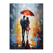 Couple Umbrella Modern Art Canvas Print