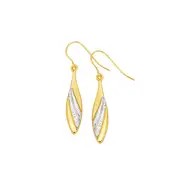 9ct Gold Two Tone Pointed Drop Earrings