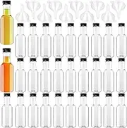 Mini Plastic Spirit Bottles, 30 Pack Airtight with Black Cap, 1.7oz Empty with 10 Funnels, Perfect for Weddings & Parties