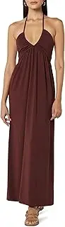[The Drop] Women's Kapri Gathered Halter Dress, Rum Brown, 4X, Plus Size