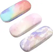 [Generic] 3 Pack Glass Cases Hard Shell, Portable Hard Eyeglasses Case Linen Fabrics Eyeglass Organizations for Women Girls, Classical