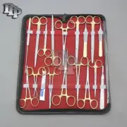27 PCS GOLD HANDLE STUDENT DISSECTION PREMIUM QUALITY KIT + SCALPEL BLADES #20