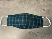 Reversible/Reusable 2-in-1 Two Way Tartan Plaid Face mask Navy Blue/Green
