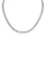 Kenneth Jay Lane Emerald Cut Cubic Zirconia Tennis Necklace in Rhodium Plated, 16