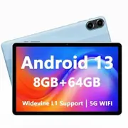 Android Tablet, 10.1 inch Android 13 Tablets 8GB RAM 64GB ROM, 1280x800 IPS HD Touchscreen, 6000mAh Battery, Bluetooth, Dual Camera, Blue