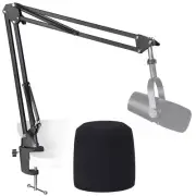 SUNMON Shure MV7 Boom Arm Mic Stand with Pop Filter, Adjustable Suspension Bo...