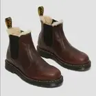 Dr. Martens Brown 2976 Faux Fur Chelsea Ankle Boots Cask EU 45 Women 12 Men 11
