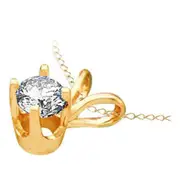 14k Yellow Gold Round Diamond Solitaire Pendant 1/4 Cttw (Certified)