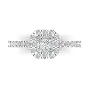 1.3 Princess Cut Halo Engagement Anniversary Promise Ring 14k White Solid Gold