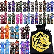 DND RPG Dice Sets 20 x 7 Polyhedral Glitter Dice (140 Pieces) for Dungeons and Dragons Tabletop Role-Playing Games, with a Large Bag