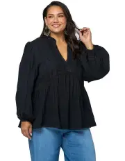 [The Poetic Gypsy] Aurora Rain Peasant Blouse in Black