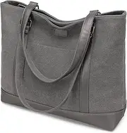 [Barsine] Canvas Laptop Tote Work Bag for Women with 15.6 Inch Computer Compartment Pockets