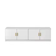 European Cabinetry White Slim Shaker Oval Brass Handles Bucharest TV Unit