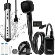 6000mAh Portable Shower for Camping with 2000W Immersion Water Heater – Recha...