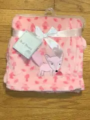 NWT le bebe FAVORITE Pink Fox Mushrooms 3D Tail Baby Blanket/Lovey