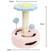 GGP Pink Blue Interactive Cat Scratching Post With Playful Ball Toys, Flower Design 35Cm Height, 26Cm Base