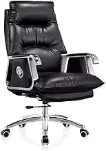 KJLY Managerial Executive Office Chair Desk Chairs, Ergonomic Computer Gaming Chairs with Footstool, Comfortable Leather Chair (Color : Black)