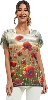 [RPLIFE] Poppy Flowers Summer Tops Big Blousy Tops Ladies Party Blouse